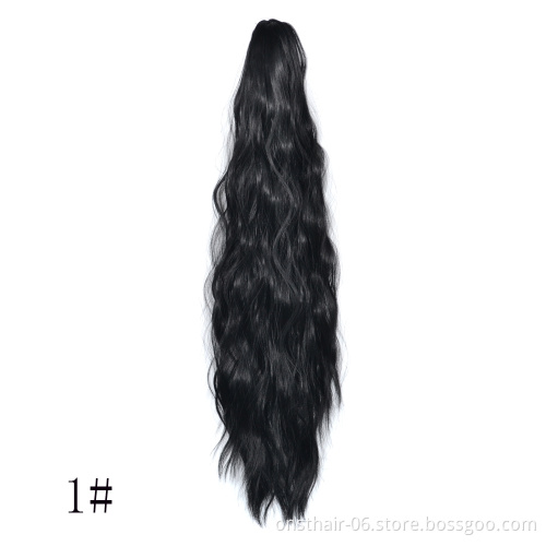 MYZYR Hair Long Wavy Ombre 24INCH Clip On Hair Extensions Claw P ony Tail Synthetic Hairpiece Heat Resistant P onytail